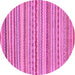 Round Machine Washable Abstract Pink Modern Rug, wshabs2273pnk