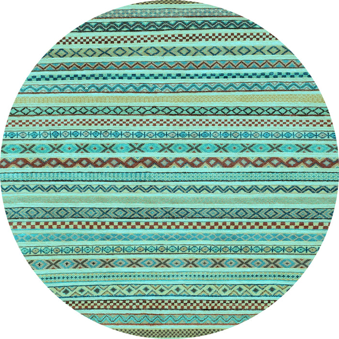 Round Abstract Light Blue Modern Rug, abs2273lblu