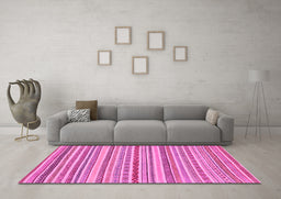 Machine Washable Abstract Pink Modern Rug in a Living Room, wshabs2273pnk