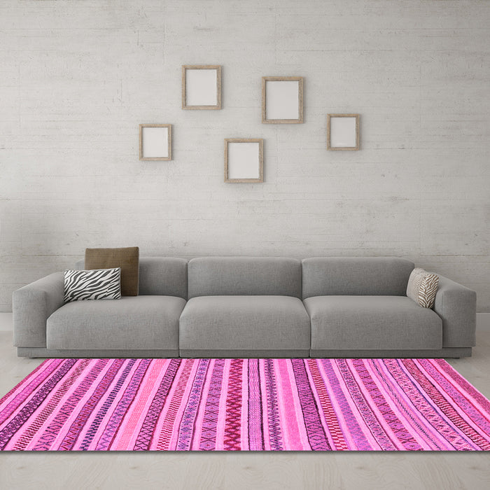 Machine Washable Abstract Pink Modern Rug in a Living Room, wshabs2273pnk
