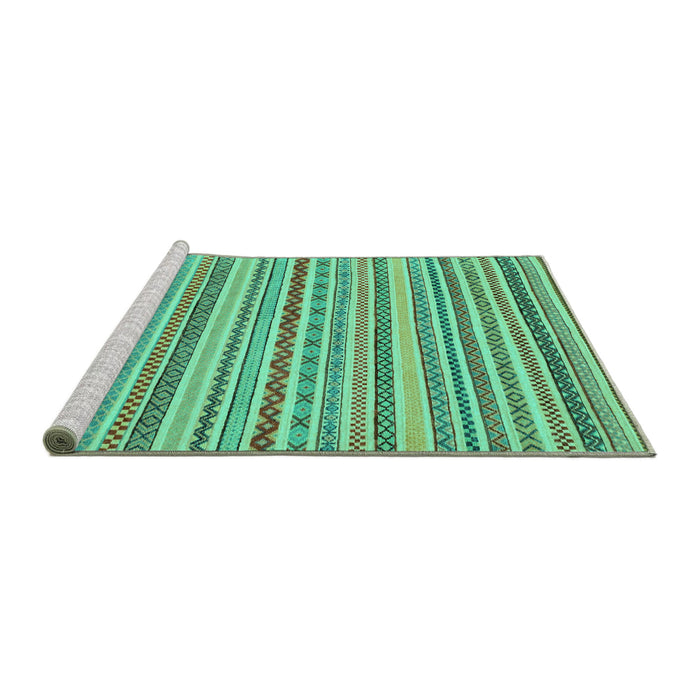 Sideview of Machine Washable Abstract Turquoise Modern Area Rugs, wshabs2273turq