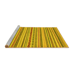 Sideview of Machine Washable Abstract Yellow Modern Rug, wshabs2273yw