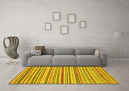 Machine Washable Abstract Yellow Modern Rug in a Living Room, wshabs2273yw