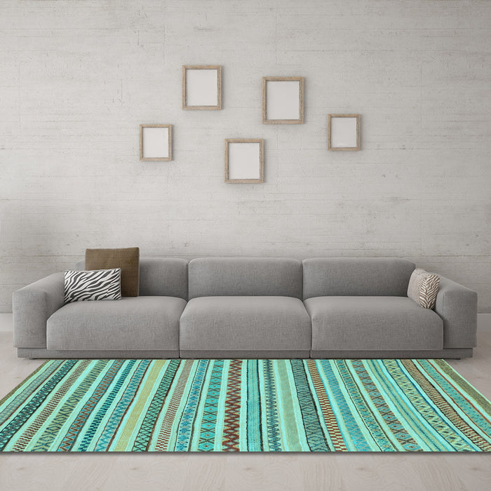 Machine Washable Abstract Light Blue Modern Rug in a Living Room, wshabs2273lblu