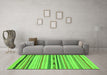 Machine Washable Abstract Green Modern Area Rugs in a Living Room,, wshabs2274grn