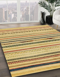 Abstract Chrome Gold Yellow Modern Rug in Family Room, abs2274