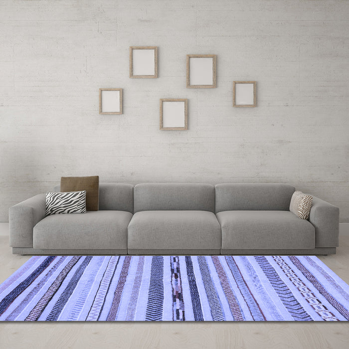 Machine Washable Abstract Blue Modern Rug in a Living Room, wshabs2274blu