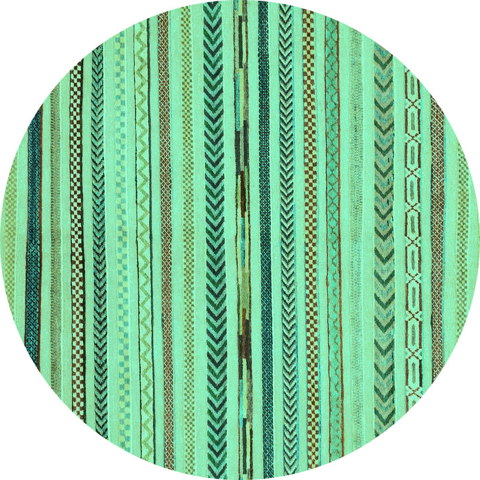 Round Abstract Turquoise Modern Rug, abs2274turq