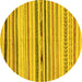 Round Abstract Yellow Modern Rug, abs2274yw