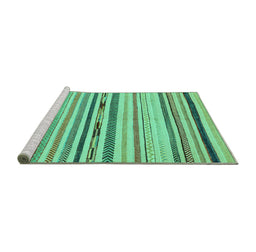 Sideview of Machine Washable Abstract Turquoise Modern Area Rugs, wshabs2274turq