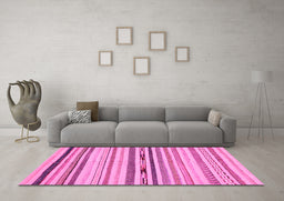 Machine Washable Abstract Pink Modern Rug in a Living Room, wshabs2274pnk