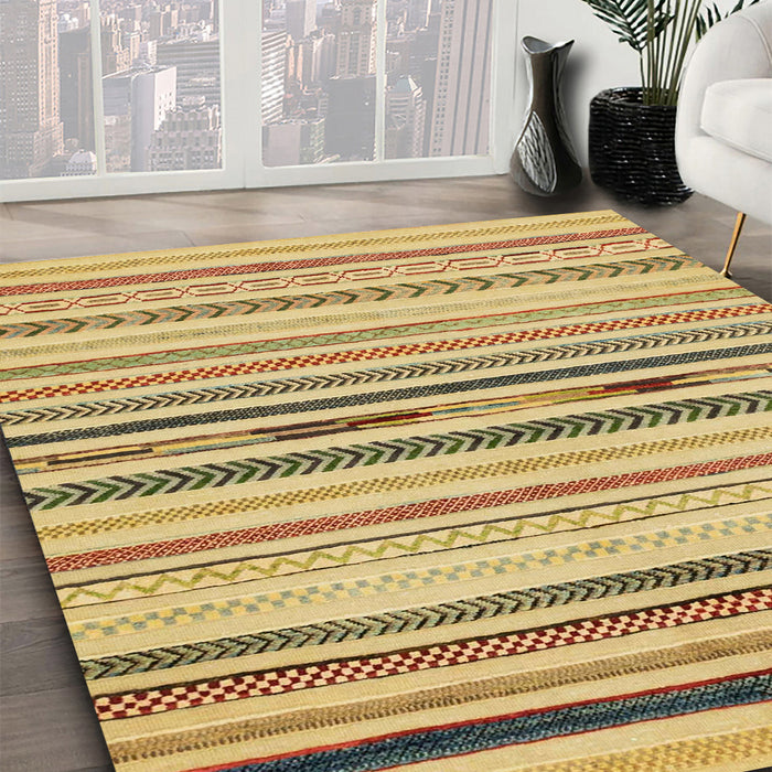 Abstract Chrome Gold Yellow Modern Rug in Family Room, abs2274