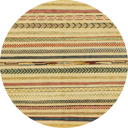 Round Machine Washable Abstract Chrome Gold Yellow Rug, wshabs2274
