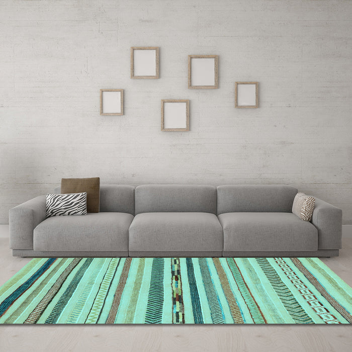 Machine Washable Abstract Light Blue Modern Rug in a Living Room, wshabs2274lblu
