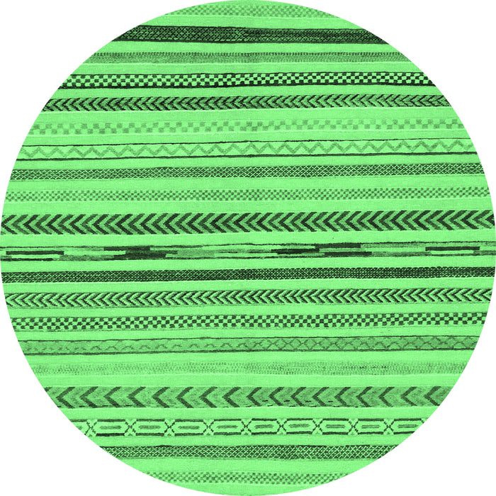 Round Machine Washable Abstract Emerald Green Modern Area Rugs, wshabs2274emgrn