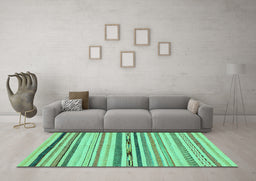 Machine Washable Abstract Turquoise Modern Area Rugs in a Living Room,, wshabs2274turq