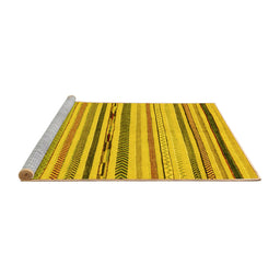Sideview of Machine Washable Abstract Yellow Modern Rug, wshabs2274yw