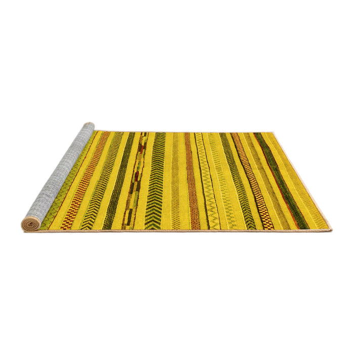 Sideview of Machine Washable Abstract Yellow Modern Rug, wshabs2274yw