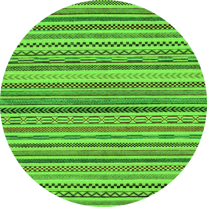 Round Machine Washable Abstract Green Modern Area Rugs, wshabs2275grn