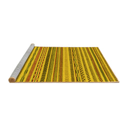 Sideview of Machine Washable Abstract Yellow Modern Rug, wshabs2275yw