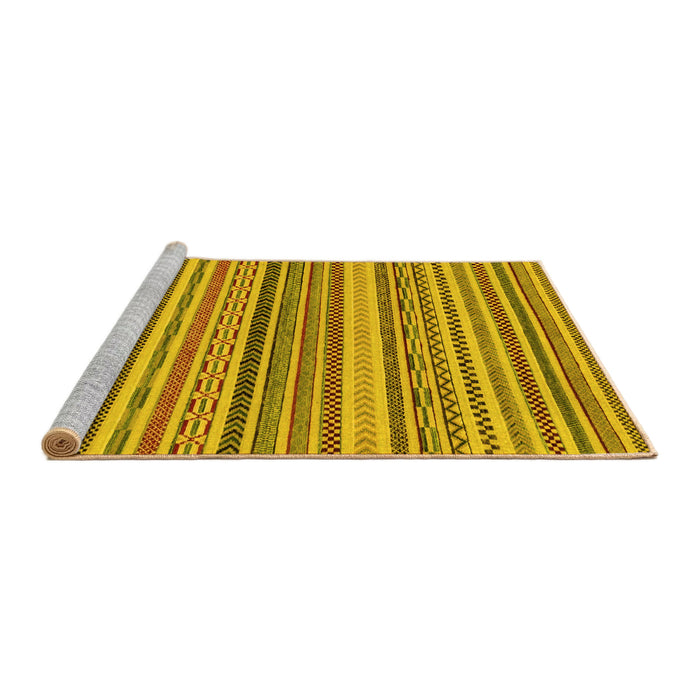 Sideview of Machine Washable Abstract Yellow Modern Rug, wshabs2275yw