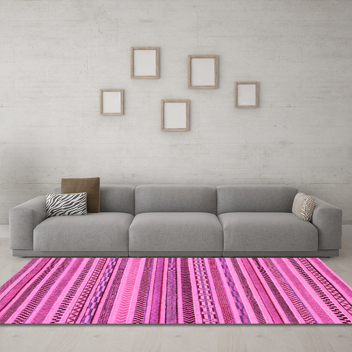Machine Washable Abstract Pink Modern Rug in a Living Room, wshabs2275pnk