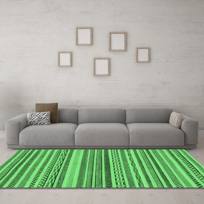 Machine Washable Abstract Emerald Green Modern Area Rugs in a Living Room,, wshabs2275emgrn