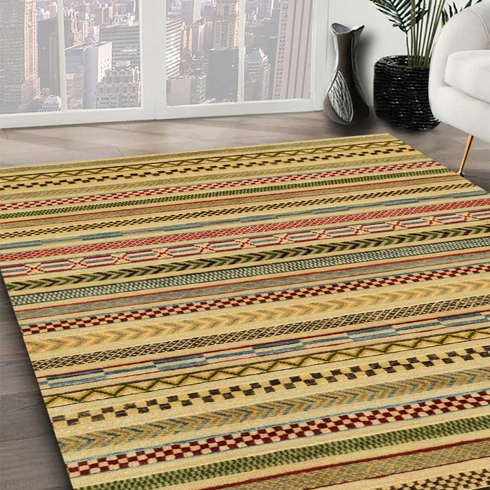 Abstract Light Brown Modern Rug in Family Room, abs2275