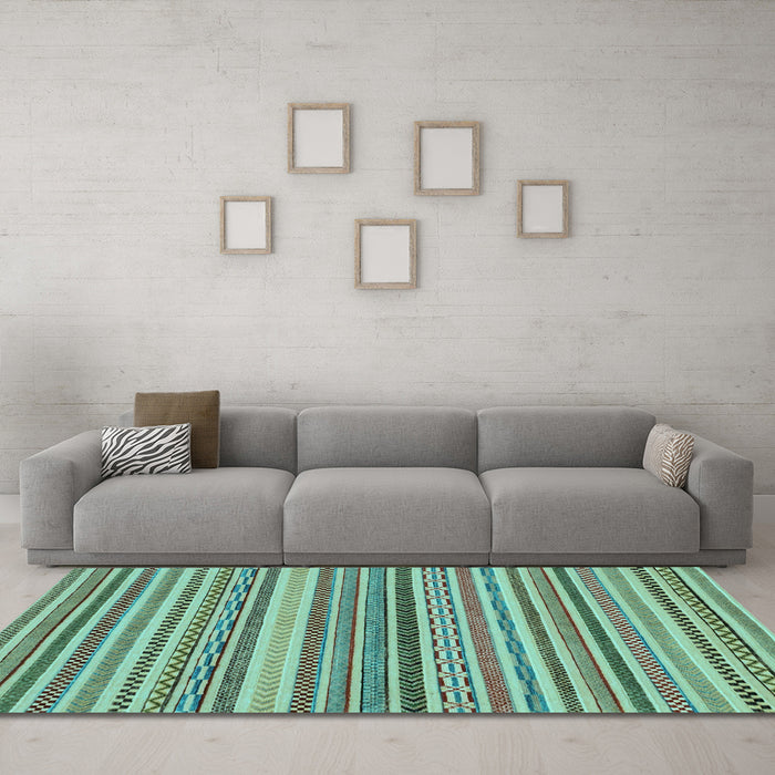 Machine Washable Abstract Light Blue Modern Rug in a Living Room, wshabs2275lblu