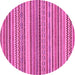 Round Machine Washable Abstract Pink Modern Rug, wshabs2275pnk