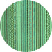 Round Machine Washable Abstract Turquoise Modern Area Rugs, wshabs2275turq