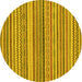 Round Machine Washable Abstract Yellow Modern Rug, wshabs2275yw