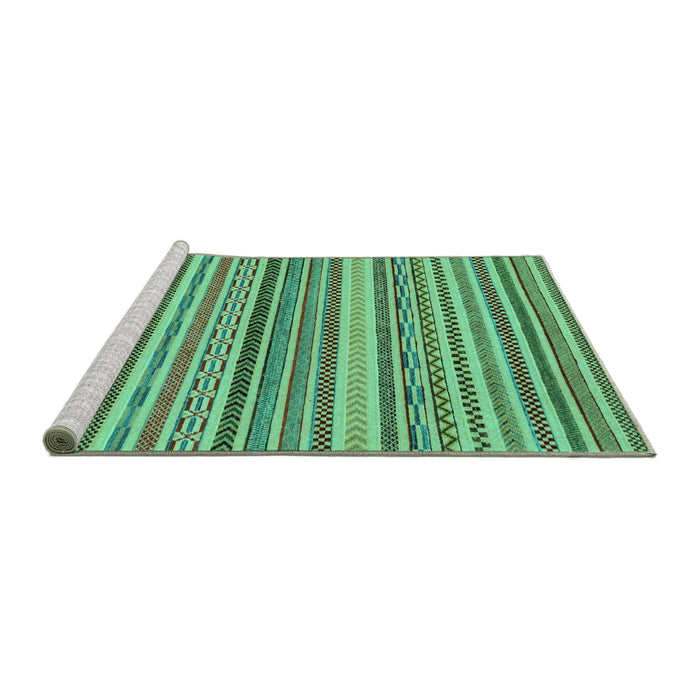 Sideview of Machine Washable Abstract Turquoise Modern Area Rugs, wshabs2275turq