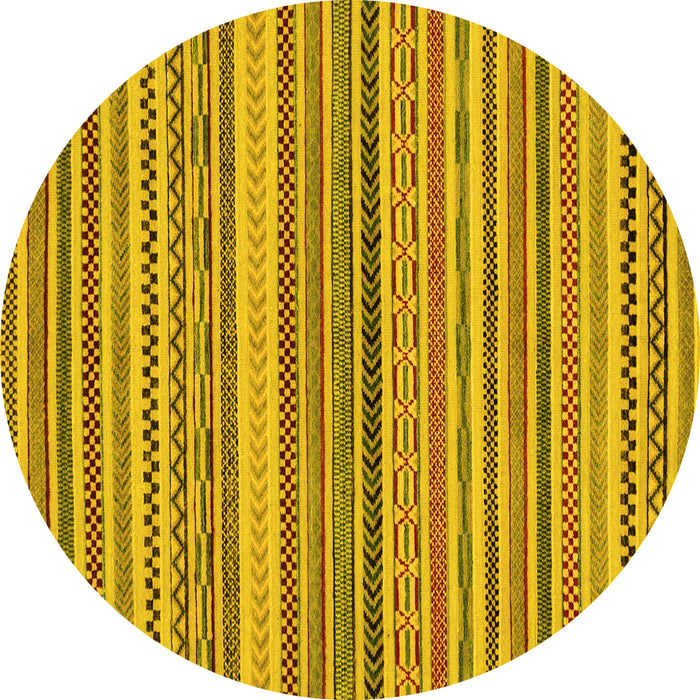 Round Abstract Yellow Modern Rug, abs2275yw