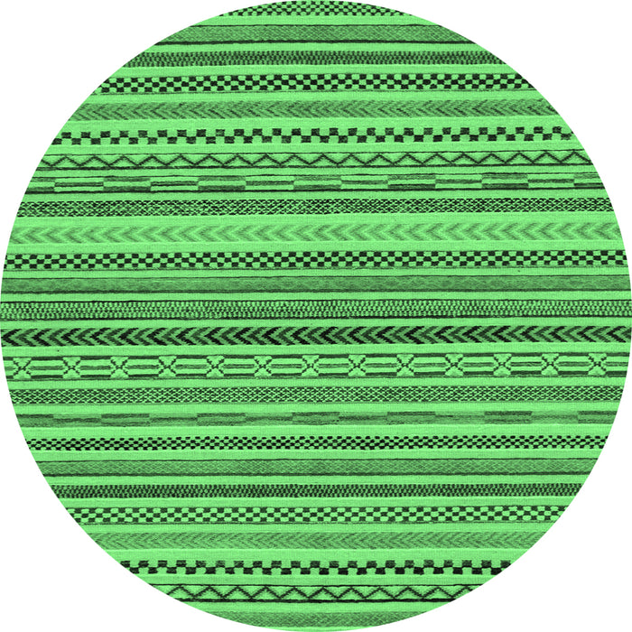 Round Machine Washable Abstract Emerald Green Modern Area Rugs, wshabs2275emgrn