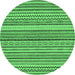 Round Machine Washable Abstract Emerald Green Modern Area Rugs, wshabs2275emgrn