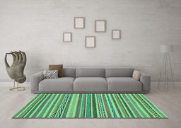Machine Washable Abstract Turquoise Modern Area Rugs in a Living Room,, wshabs2275turq