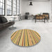 Round Machine Washable Abstract Light Brown Rug in a Office, wshabs2276