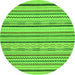 Round Machine Washable Abstract Green Modern Area Rugs, wshabs2276grn