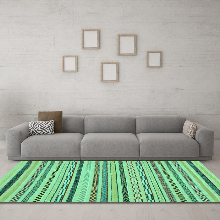 Machine Washable Abstract Turquoise Modern Area Rugs in a Living Room,, wshabs2276turq