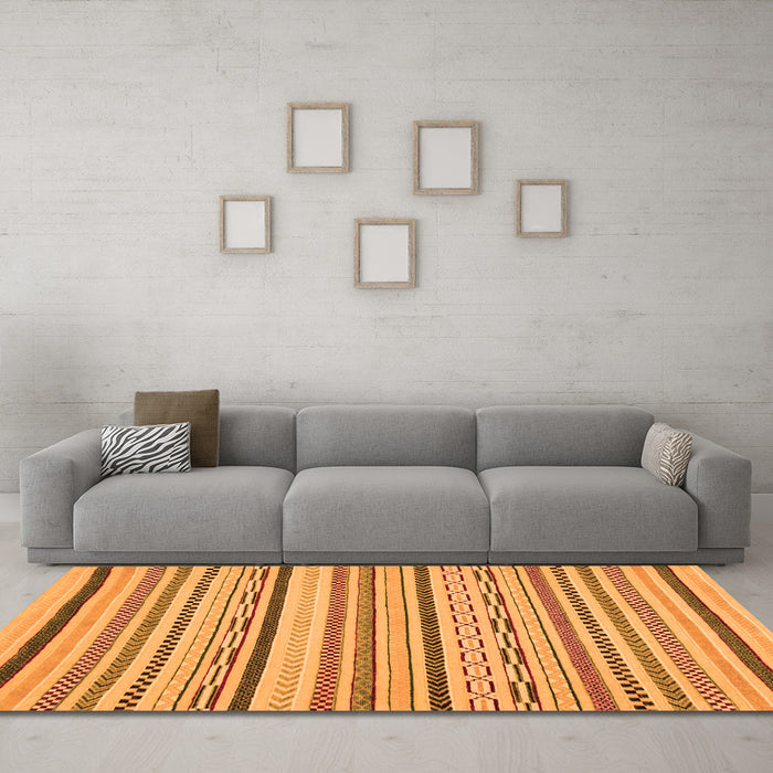 Machine Washable Abstract Orange Modern Area Rugs in a Living Room, wshabs2276org