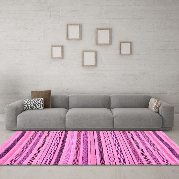 Machine Washable Abstract Pink Modern Rug in a Living Room, wshabs2276pnk
