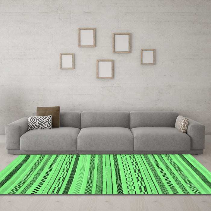 Machine Washable Abstract Emerald Green Modern Area Rugs in a Living Room,, wshabs2276emgrn