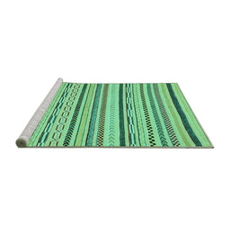 Sideview of Machine Washable Abstract Turquoise Modern Area Rugs, wshabs2276turq