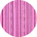 Round Machine Washable Abstract Pink Modern Rug, wshabs2276pnk