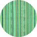 Round Abstract Turquoise Modern Rug, abs2276turq