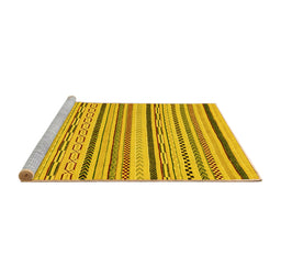 Sideview of Machine Washable Abstract Yellow Modern Rug, wshabs2276yw