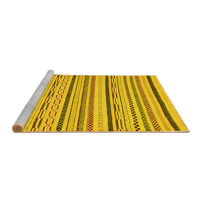 Sideview of Machine Washable Abstract Yellow Modern Rug, wshabs2276yw