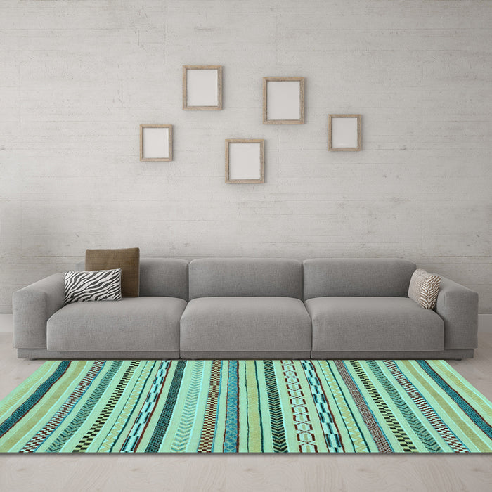 Machine Washable Abstract Light Blue Modern Rug in a Living Room, wshabs2276lblu