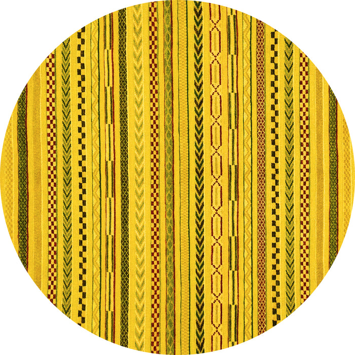 Round Abstract Yellow Modern Rug, abs2276yw